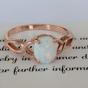 Rose Gold over solid 925 Silver Fire Opal Ring